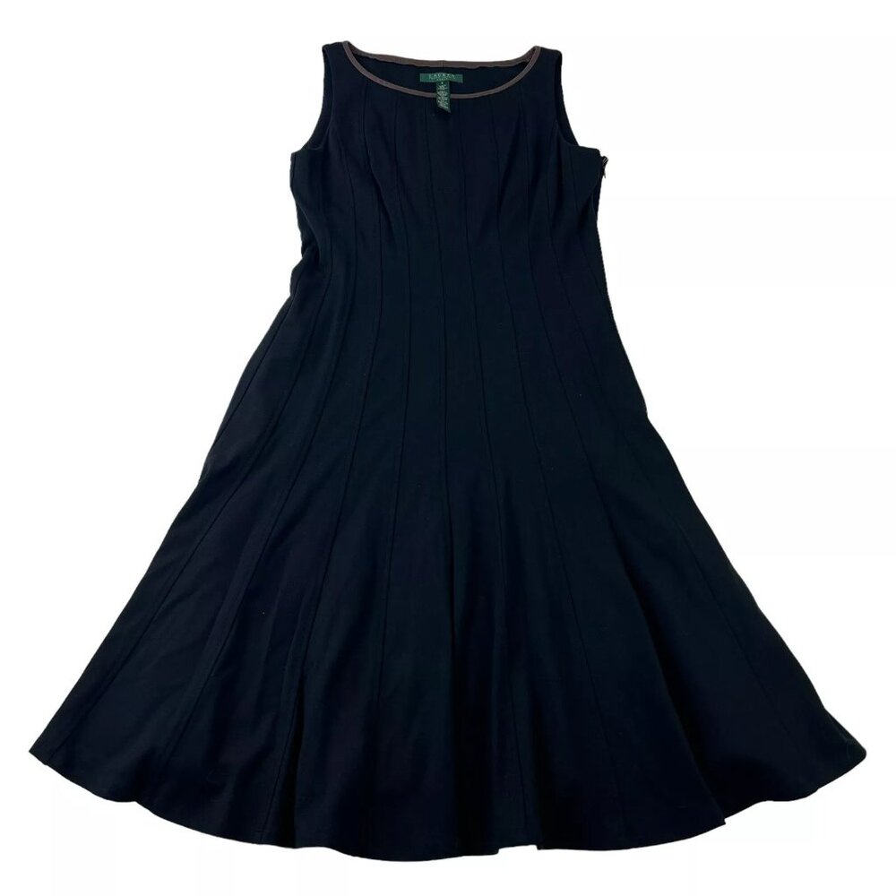 Lauren Ralph Lauren A-Line Dress Women’s 6 Black Manor Born Pleated NWT $139